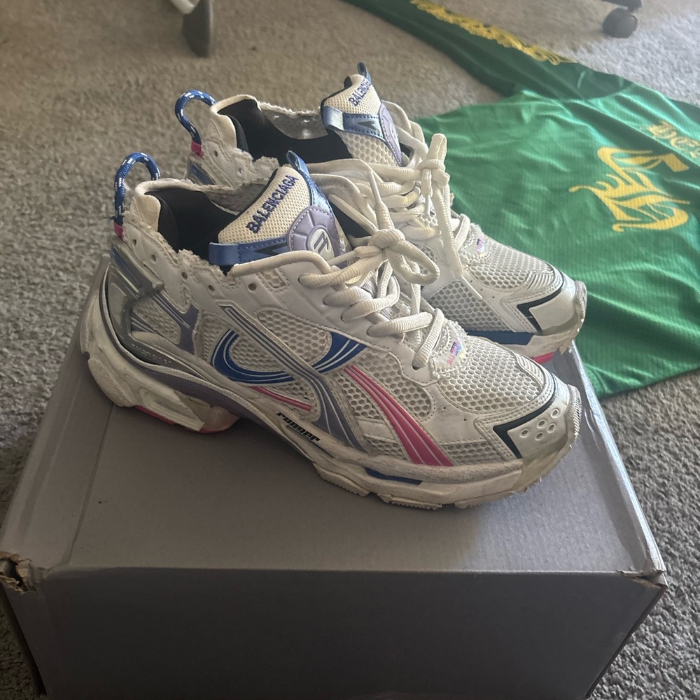 Balenciaga White and Blue Sneakers